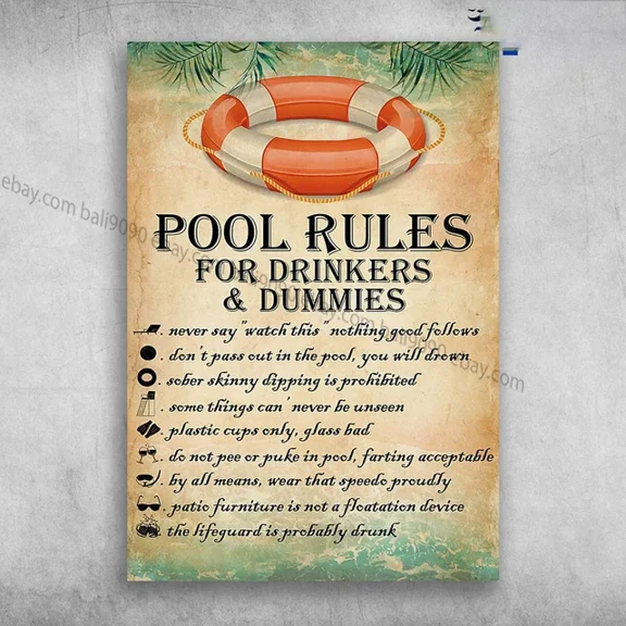 Kna Prints - Poll Rules - Pool Rules For Drinkers And Dummies, Never Say Watch This Nothin, UNFRAMED-8x12