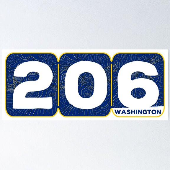 Kna Prints - Poster Area Code 206 Pt 3, UNFRAMED-24x36