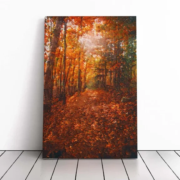 Kna Prints - Poster Autumn Forest Pathway In Abstract Landscape Decor, UNFRAMED-24x36