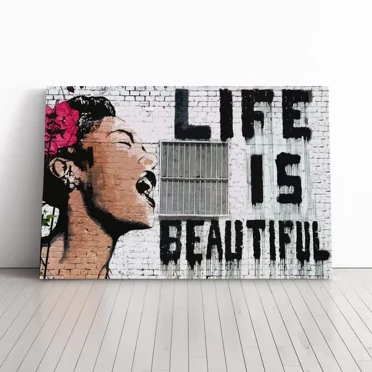 Kna Prints - Poster Banksy Life Is Beautiful Graffiti Picture Decor, UNFRAMED-8x12