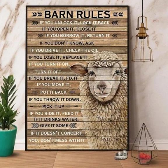 Kna Prints - Poster Barn Rules Sheep Poster, _9616, UNFRAMED-16x24