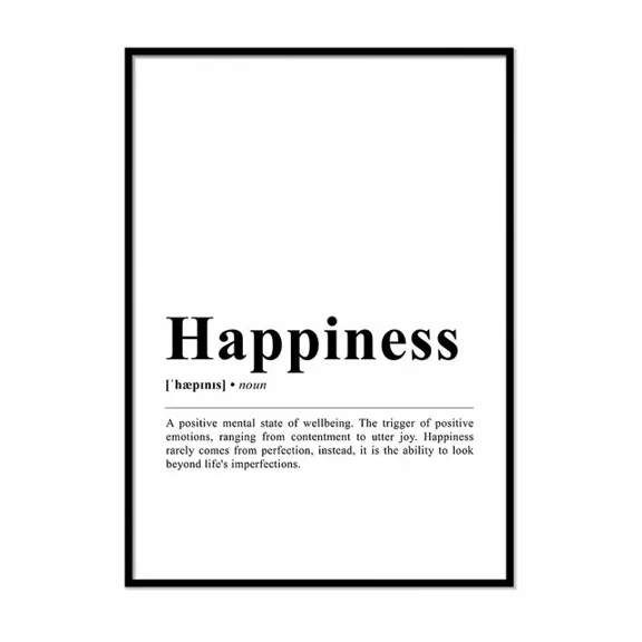 Kna Prints - Poster Happiness Dictionary Definition Quote Wall Art Gallery Décor Poster, UNFRAMED-12x18