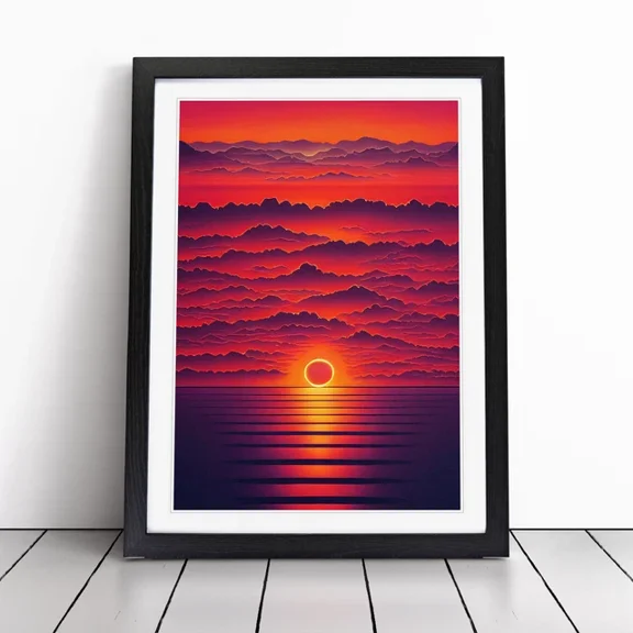 Kna Prints - Poster Powerful Ocean Sunset Picture Poster Decor, UNFRAMED-8x12