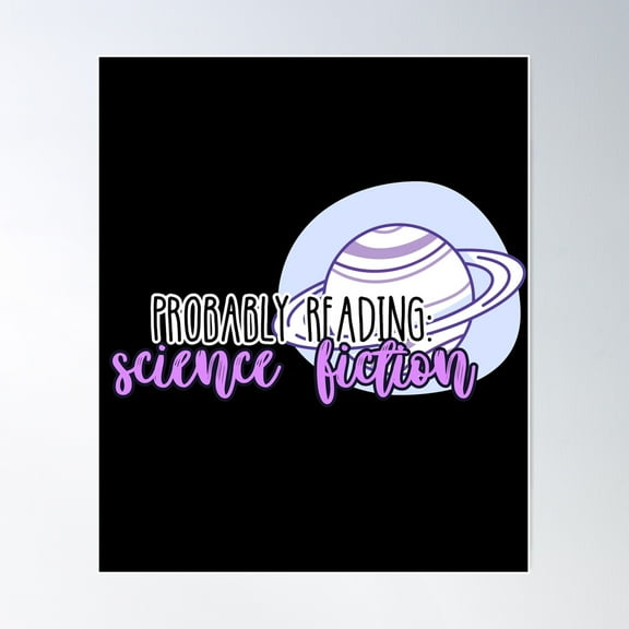 Kna Prints - Probably Reading Science Fiction Poster Wall Art, Modern Wall Decor For Living Room Bedroom, UNFRAMED-12x18