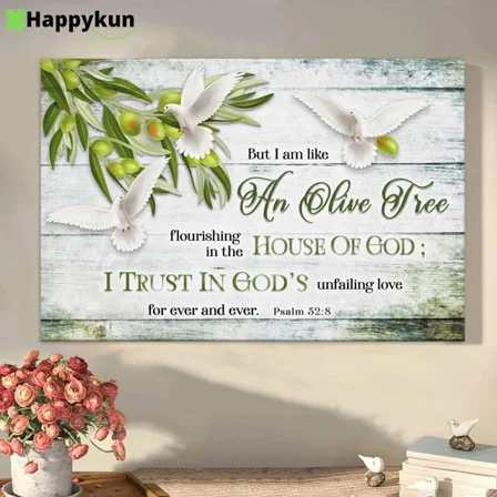 Kna Prints - Psalm 528 I Am Like An Olive Tree Wall Art Christian Wall Art Decor For Home Decor, Living Room, Bedroom, Office, UNFRAMED-8x12
