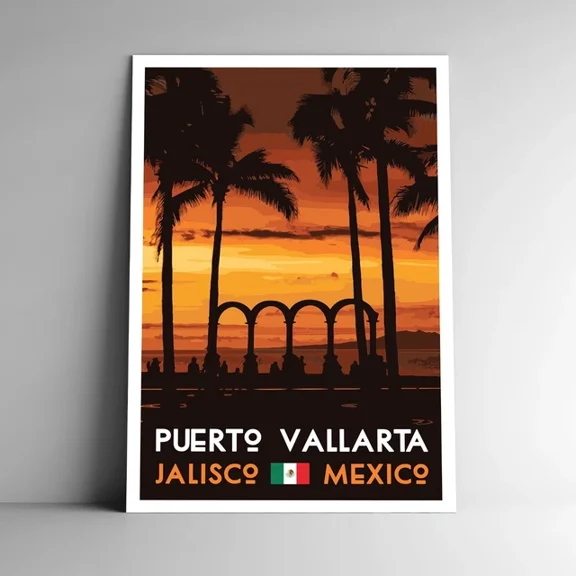 Kna Prints - Puerto Vallarta Travel Poster Mexico Jalisco Beach Poster - Kir 5983, UNFRAMED-24x36