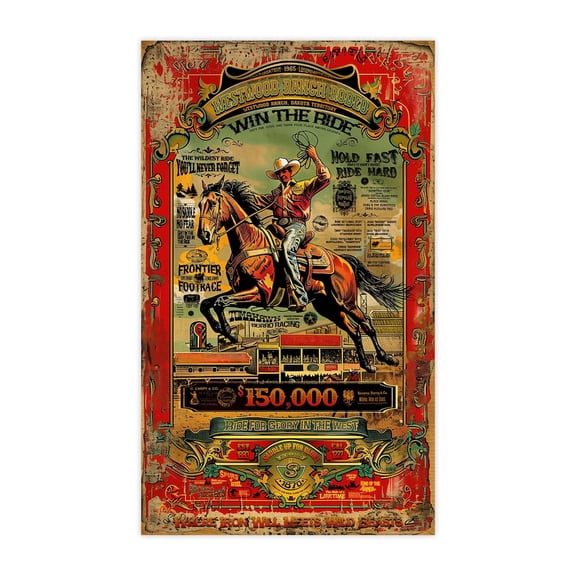 Kna Prints - Retro Cowboy Wall Art - Westwood Ranch Rodeo Poster - Wild West Equestrian Heritage Art Print - Antique Style Western Cowboy Art, UNFRAMED-8x12