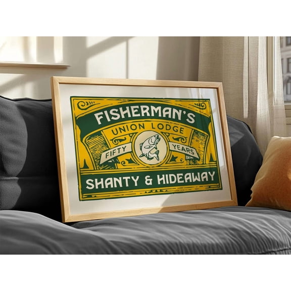Kna Prints - Retro Fishing Art Print Gift For Fisherman Lodge + Shanty Poster Fish Wall Decor Angler Artwork Outdoorsy Wall Art Fishing Dad, UNFRAMED-12x18