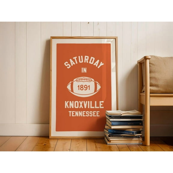 Kna Prints - Retro Football Print Tennessee Wall Art College Sports Team Poster Football Gift For Sports Fan Wall Decor Knoxville Dad Gift, UNFRAMED-8x12