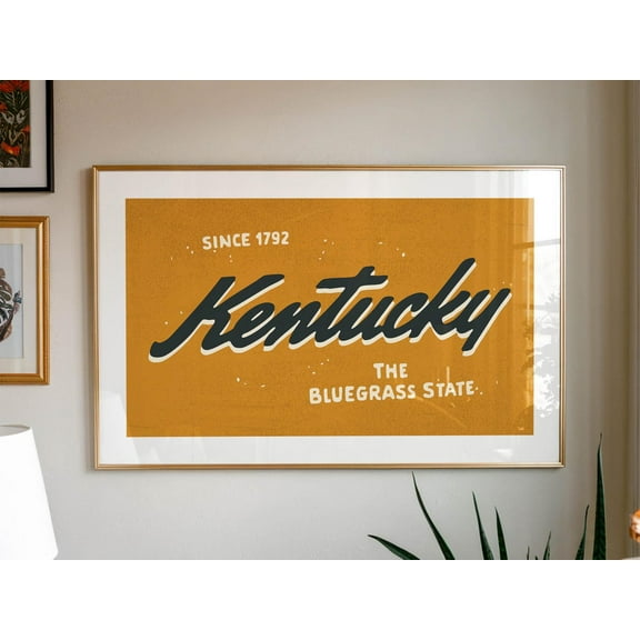 Kna Prints - Retro Kentucky Art Print Bluegrass State Poster Kentucky Wall Decor Retro United States Wall Art Gift For Traveler Or Kentuckians, UNFRAMED-12x18