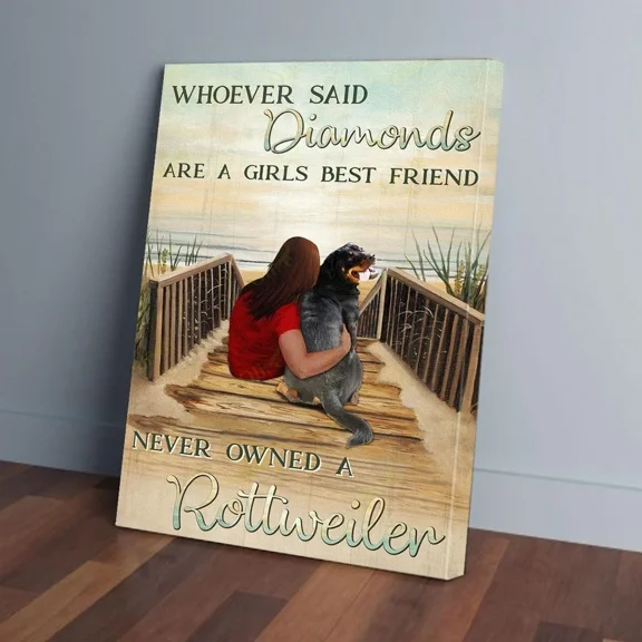 Kna Prints - Rottweiler Best Friend Diamond Girl Matte Unframed Prints For Home Or Office, Perfect Gift For Everyone, UNFRAMED-18x24