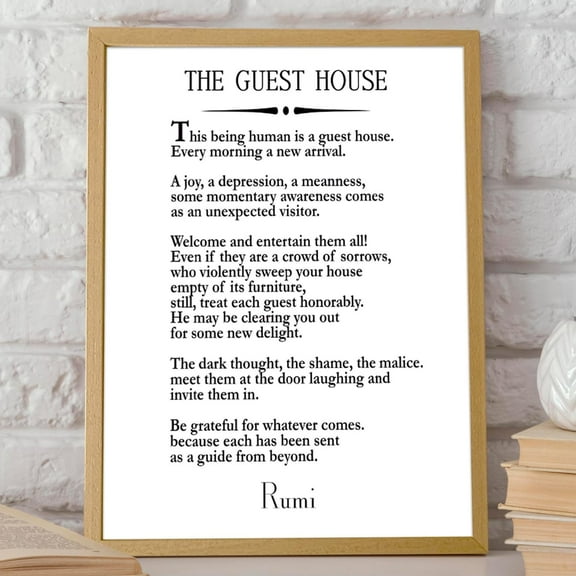 Kna Prints - Rumi Quote The Guest House Poem By Rumi Inspiring Poem Guest House Decor Guest House Wall Art Poetry Sign Poetry Wall Art Poem Decor UNFRAMED-8x12