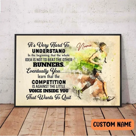 Kna Prints - Runner Learnrom Competition Poster Motivation Wall Artor Athlete Track An For Home Decor, Living Room, Bedroom, Office, UNFRAMED-12x18