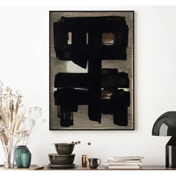 Kna Prints - Soulages Painting, Abstract Poster, Exhibition Poster, Soulages Print Wall Decor For Home Decor, Living Room, Bedroom, Office, UNFRAMED-8x12