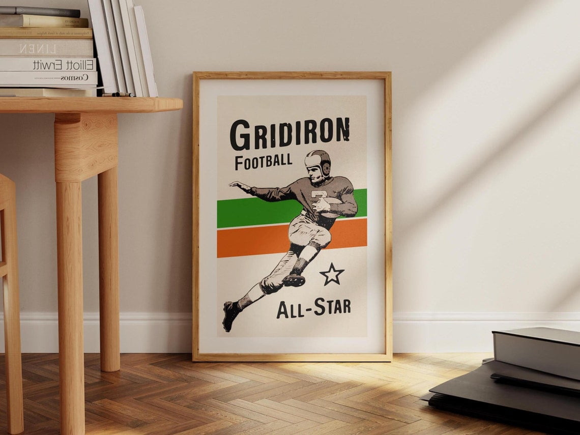 Kna Prints - All Star Football Print Retro Football Art Poster Sports ...