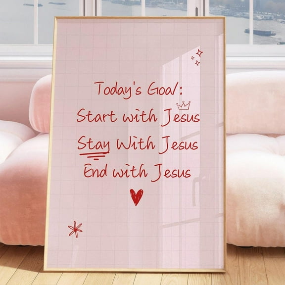 Kna Prints - Start With Jesus Wall Art Christian Wall Art Teen Girl Bedroom Decor Jesus Wall Art Modern Christian Art Bible Art Print Dorm Room Decor Unframed Poster, UNFRAMED-8x12