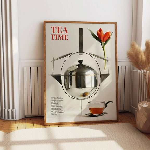 Kna Prints - Teapot Art Poster - Modern Contemporary Tea Time Print - Bauhaus-Inspired Tea Decor For Kitchen And Dining, UNFRAMED-12x18