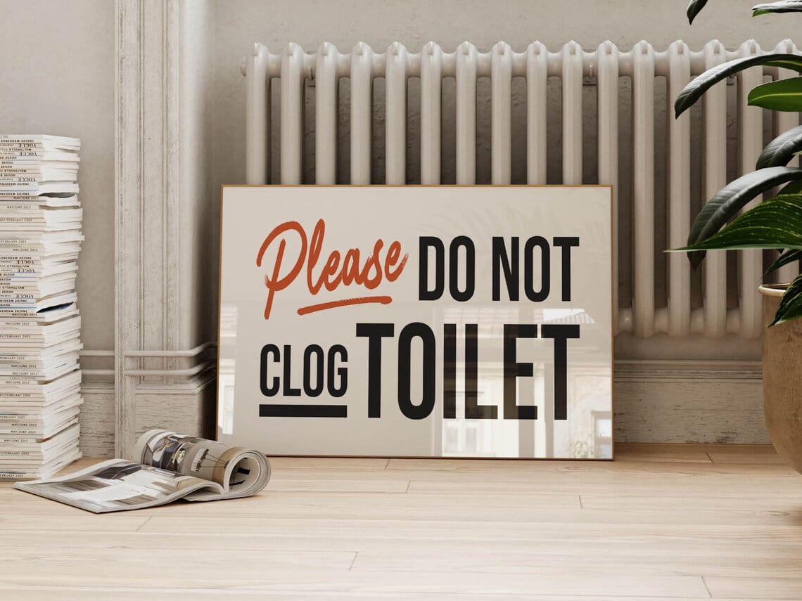 Kna Prints - Toilet Sign Bathroom Art Print Bathroom Wall Decor Guest ...