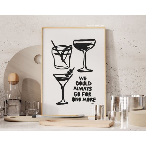 Kna Prints - Trendy Wall Art Prints Digital S Bar Cart Decor Black And White Wall Prints Trendy Aesthetic Apartment Decor Gift Ideas For Home Decor, Living Room, Bedroom, Office, UNFRAMED-12x18