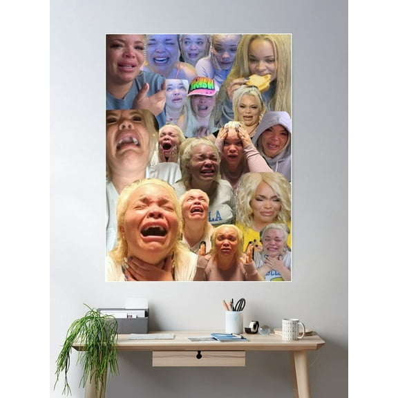 Kna Prints - Trisha Pastas Crying On Her Kitchen Floor Collage Poster , UNFRAMED-12x18