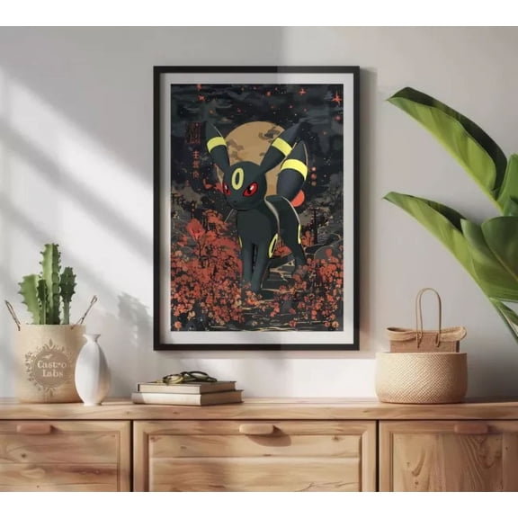 Kna Prints - Umbreon: Japanese Style Pokemon Anime Poster - Printable Fineart - Kir 8475, UNFRAMED-8x12