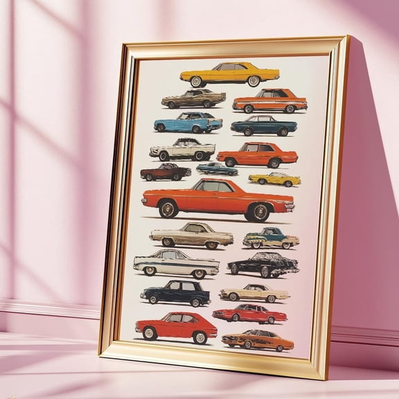 Kna Prints, Vintage Car, Retro Classic Car Wall Art, Old School Muscle Car Print, Garage Decor, Automobile Enthusiast Gift, Man Cave Artwork For Poster , Poster Print Only