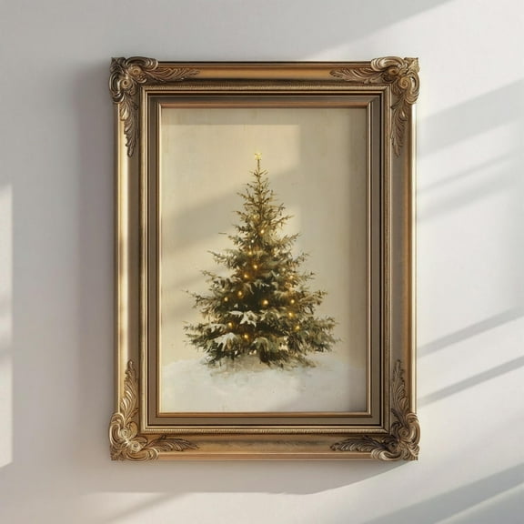 Kna Prints - Vintage Christmas Pine Tree Poster, Vintage Christmas Wall Art, Minimalist Christmas Pine Tree Print, Winter Decoration,, UNFRAMED-8x12