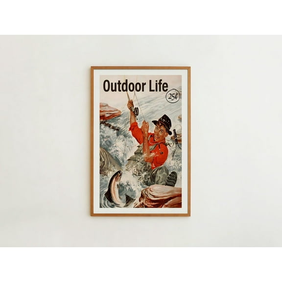 Kna Prints - Vintage Fishing Retro Fishing Print Vintage Travel Outdoor Sports Decor Fly Fishing Wall Art Gift For Dad Gift For Home Decor, Living Room, Bedroom, Office, UNFRAMED-8x12