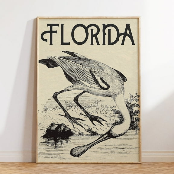 Kna Prints - Vintage Florida Poster American White Ibis Print Florida Wall Art Florida Poster Print Home State Art Florida Decor Unframed Poster, UNFRAMED-24x36