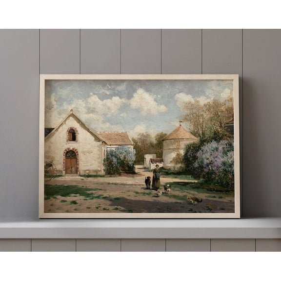 Kna Prints - Vintage French Country Print Antique Cottage Painting #64 Wall Art, Modern Wall Decor For Living Room Bedroom, UNFRAMED-24x36