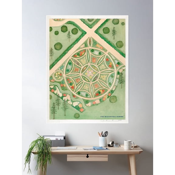 Kna Prints - Vintage Garden Design - J. G. Bennett Estate (1936) Poster Wall Art, Modern Wall Decor For Living Room Bedroom, UNFRAMED-12x18