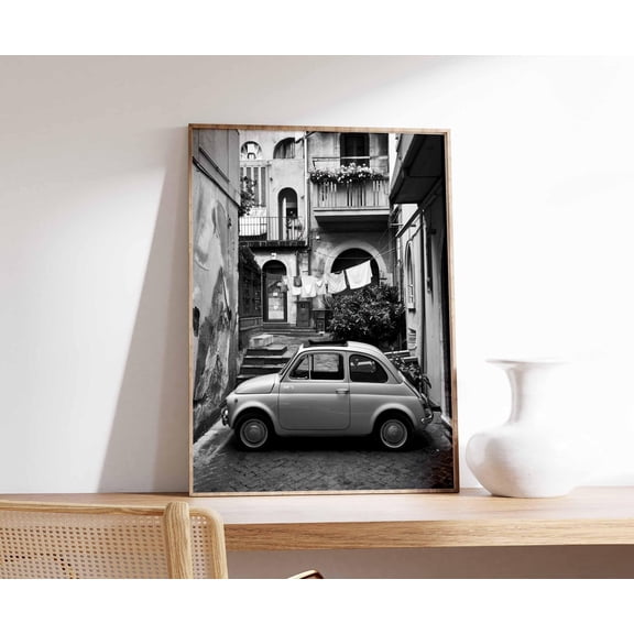Kna Prints - Vintage Italian Car Print, Retro Italian Decor, Classic Italy , Car , Retro Car Print, Black And White Photography, Italy Gift For Home Decor UNFRAMED-8x12