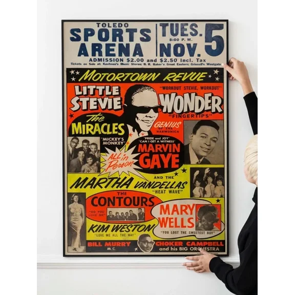 Kna Prints - Vintage Motown Revue 1963 Concert Poster For Home Decor, Living Room, Bedroom, Office, UNFRAMED-8x12