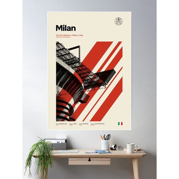 Kna Prints - Vintage San Siro Stadium Ac Milan Italy Architecture Poster , UNFRAMED-12x18