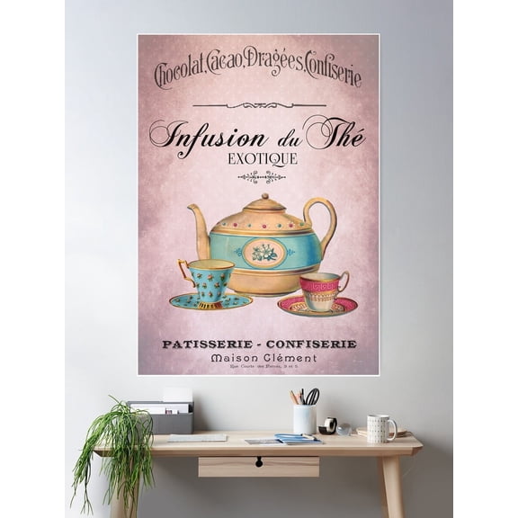 Kna Prints - Vintage Teacup And Teapot Poster Wall Art, Modern Wall Decor For Living Room Bedroom, UNFRAMED-12x18