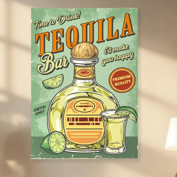 Kna Prints - Vintage Tequila Bar Alcohol Repro Poster, Living Room Bar Pub Home Vintage Wall Decor, Home Decoration Unframed Poster, UNFRAMED-8x12