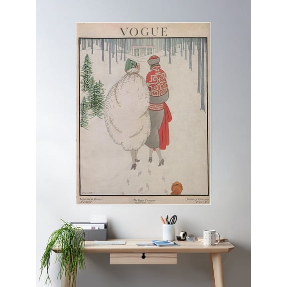 Kna Prints - Vintage Vogue Winter For Home Decor, Living Room, Bedroom, Office, UNFRAMED-12x18