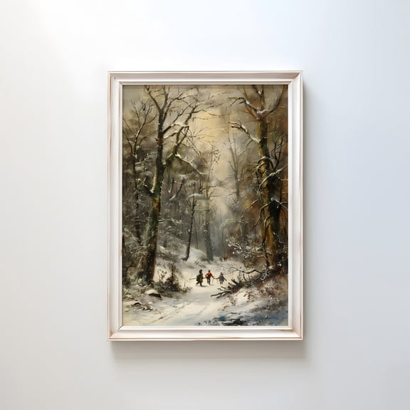 Kna Prints - Vintage Winter Art Print, Antique Snowy Wooded Landscape Painting, Rustic Winter Scene Wall Decor, Timeless Gift For Home Decor, Living Room, Bedroom, Office, UNFRAMED-8x12