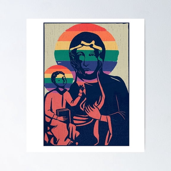 Kna Prints - Virgin Mary And Jesus Poster Wall Art Print For Home Decor, Living Room, Bedroom, Office, UNFRAMED-12x18
