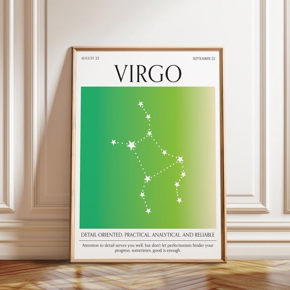 Kna Prints - Virgo Zodiac Aura Gradient - Elegant Astrology Wall Art - Perfect Decor Gift - Zodiac Sign , And Print For Home Decor, Living Room, Bedroom, Office, UNFRAMED-16x24
