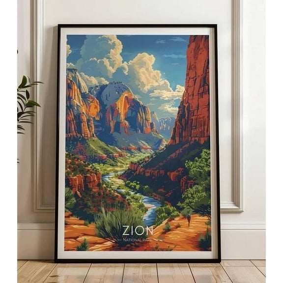 Kna Prints - Zion National Park Travel Poster - United States Wall Art Print For Home Decor, Living Room, Bedroom, Office, UNFRAMED-12x18