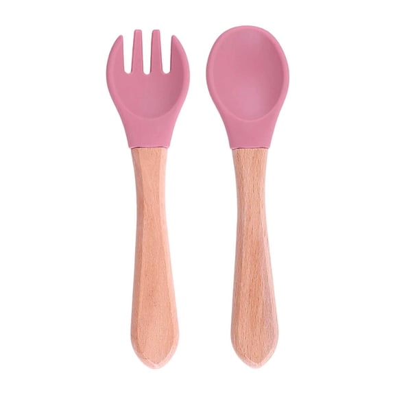 Kna Wooden Handle Fork Spoon Set Tableware Kitchen Cutlery Durable Smooth Finish For Dining Camping Travel