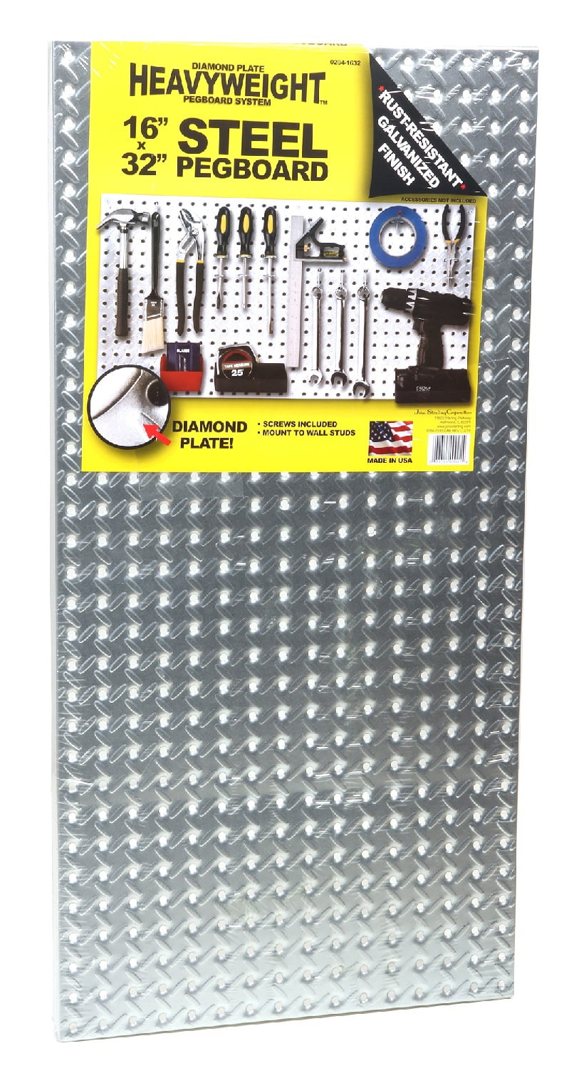 Heavy-Duty Silver Galvanized Steel Pegboard Shelf Board