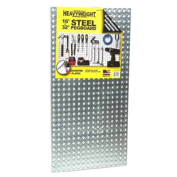 Knape & Vogt John Sterling Heavyweight Diamond Plate Steel Pegboard, 16, 32-inch (Width)