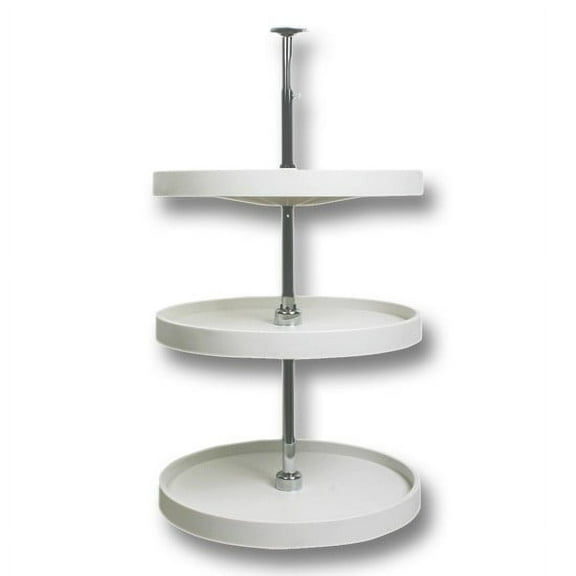 Knape & Vogt Lazy Susan 20" Full Round Polymer White 3 Shelves Top And Bottom Mount Post Range 35-1/2"- 40-1/4" One Per Box 1 Per Box