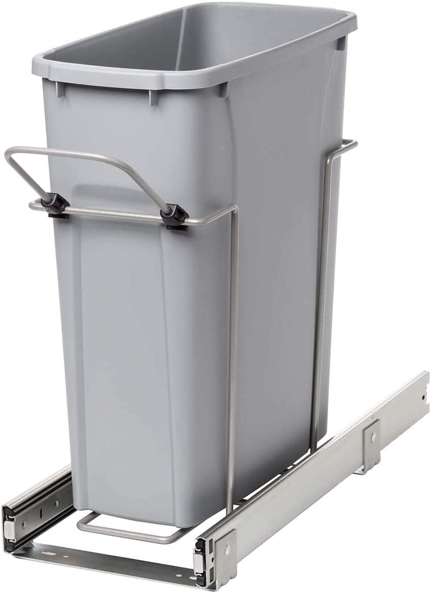 20 Quart Platinum Plastic Pull-Out Kitchen Trash Can