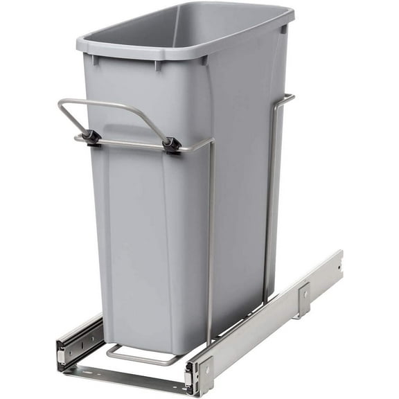 Knape & Vogt PLSW9-1-20-R-P In-Cabinet Pull Out Trash Can, 17.75 8.11 20-Inch,Platinum, Inch Inch Inch