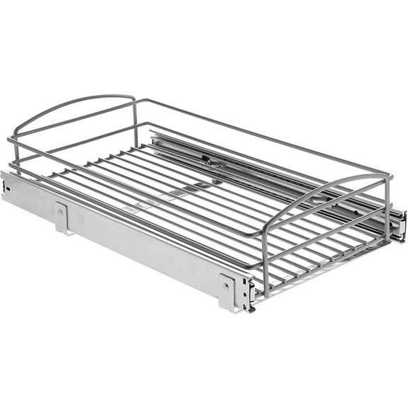 Knape & Vogt RS-MUB-11-FN 5 in. H x 12 in. W x 20 in. D Multi-Use Pull-Out Basket Cabinet Organizer in Silver