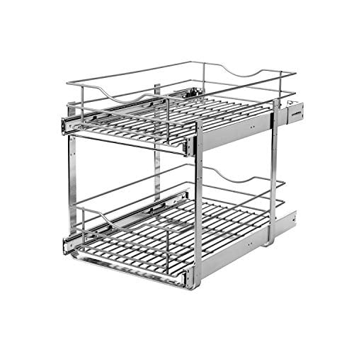 Knape & Vogt Real Solutions 14 In. Double Tier Slide Out Multi-Use Basket Cabinet Organizer