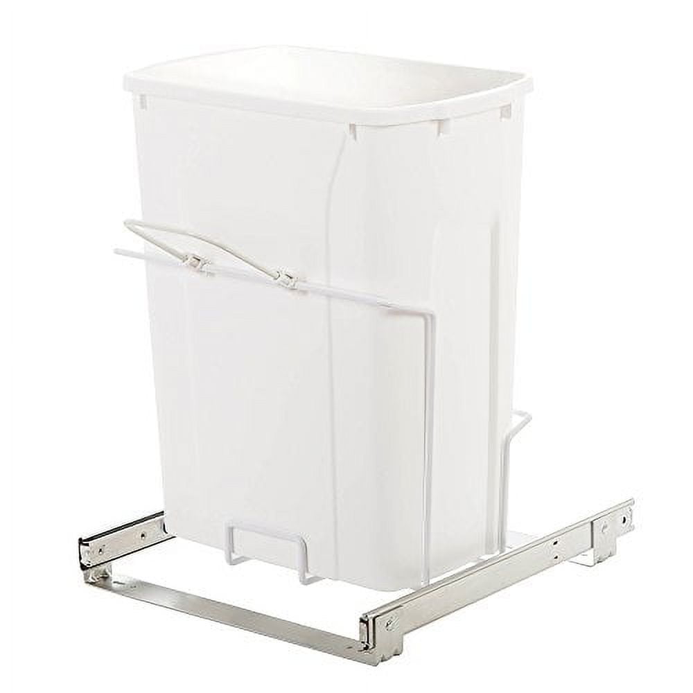 White Plastic 35-Quart Pull-Out Kitchen Trash Can
